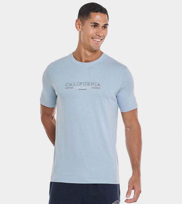 Printed T-Shirt with Crew Neck and Short Sleeves