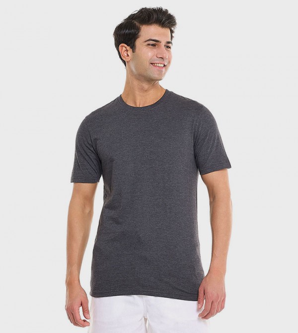 Solid T-Shirt With Crew Neck and Short Sleeves