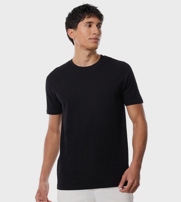 Solid T-Shirt with Crew Neck and Short Sleeves