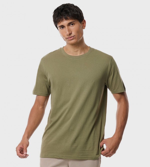 Solid T-Shirt with Crew Neck and Short Sleeves
