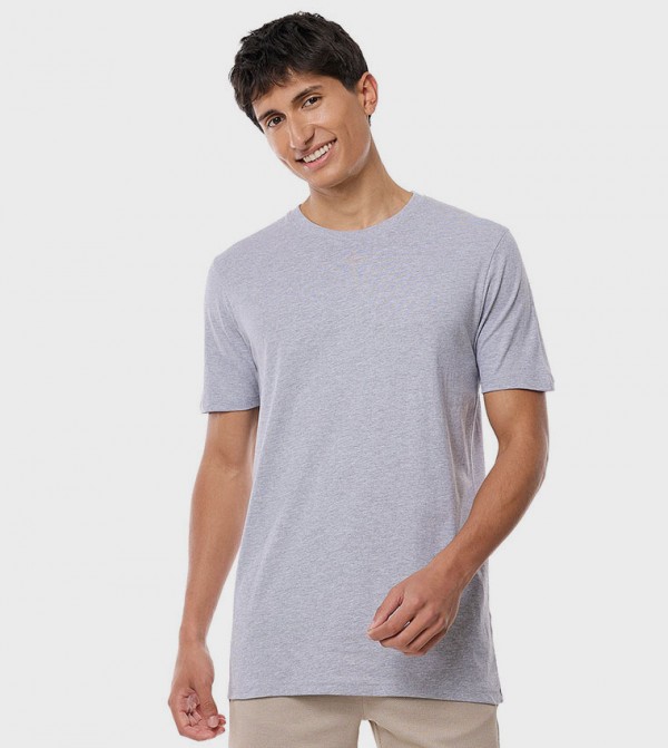 Solid T-Shirt with Crew Neck and Short Sleeves