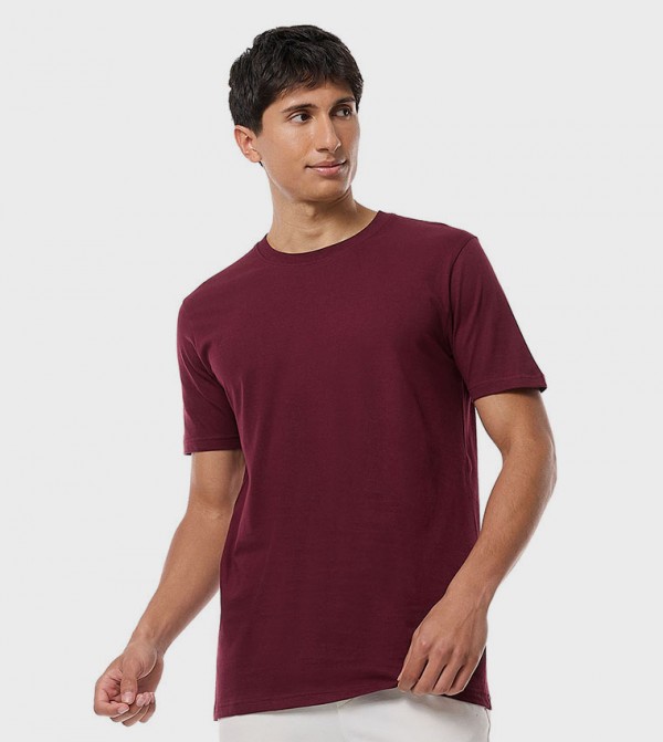 Solid T-Shirt with Crew Neck and Short Sleeves