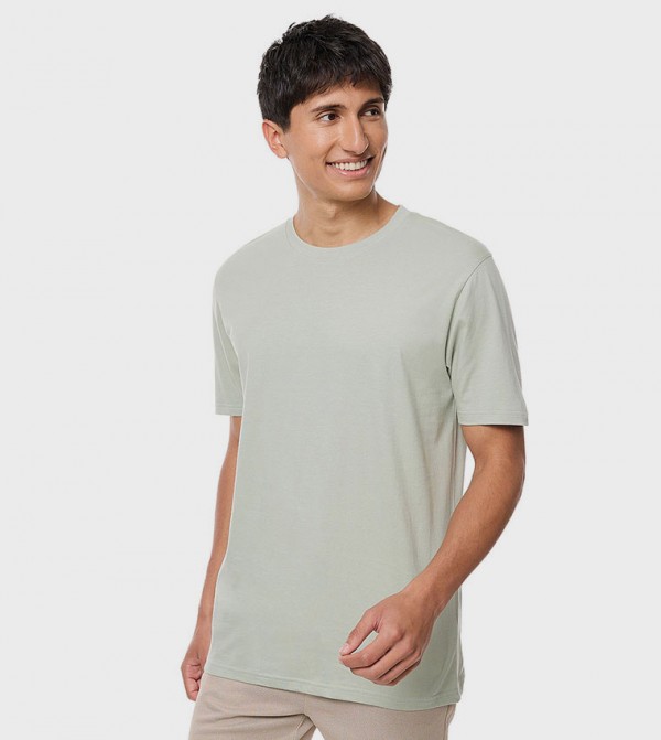 Solid T-Shirt with Crew Neck and Short Sleeves