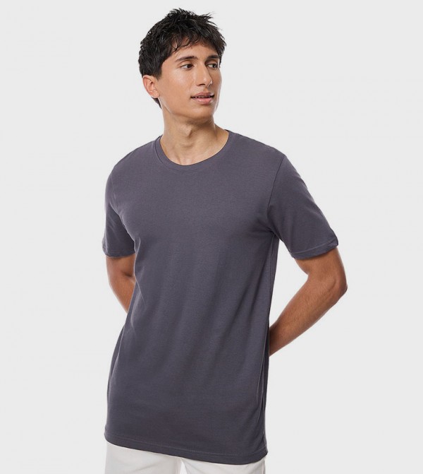 Solid T-Shirt with Crew Neck and Short Sleeves