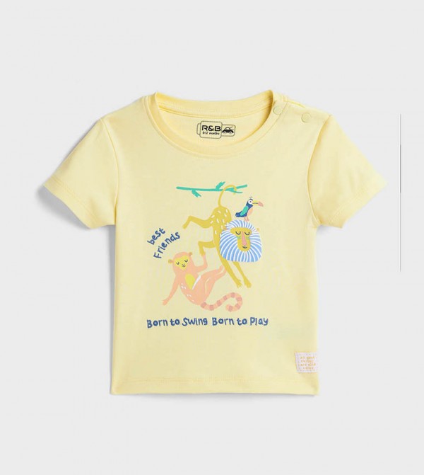 Embroidered T-Shirt with Crew Neck and Short Sleeves