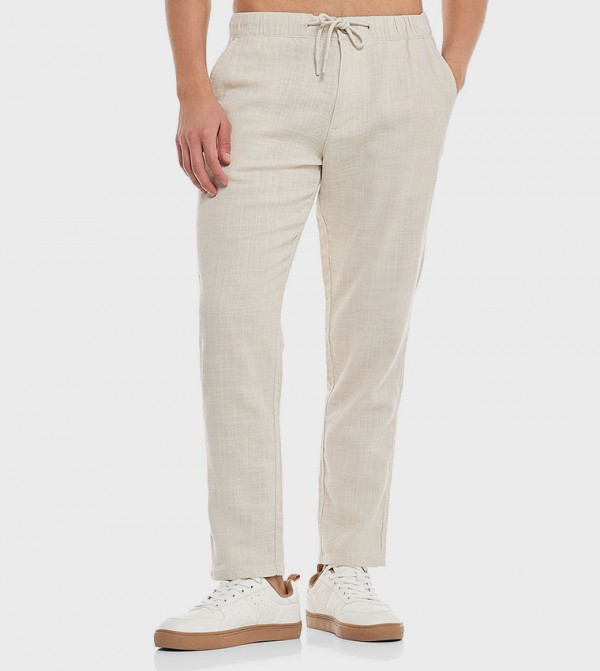 Textured Pants With Drawstring Waist