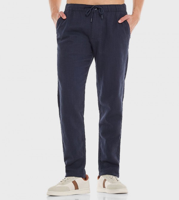 Textured Pants With Drawstring Waist
