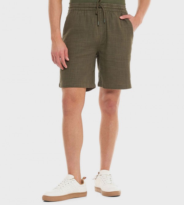Solid Shorts With Drawstring Waist