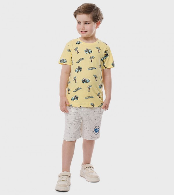 Printed T-Shirt with Crew Neck and Short Sleeves