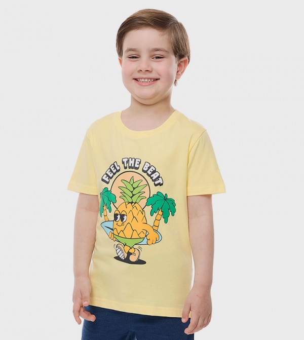 Printed T-Shirt with Crew Neck and Short Sleeves