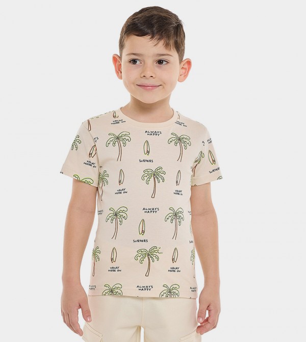Printed T-Shirt with Crew Neck and Short Sleeves