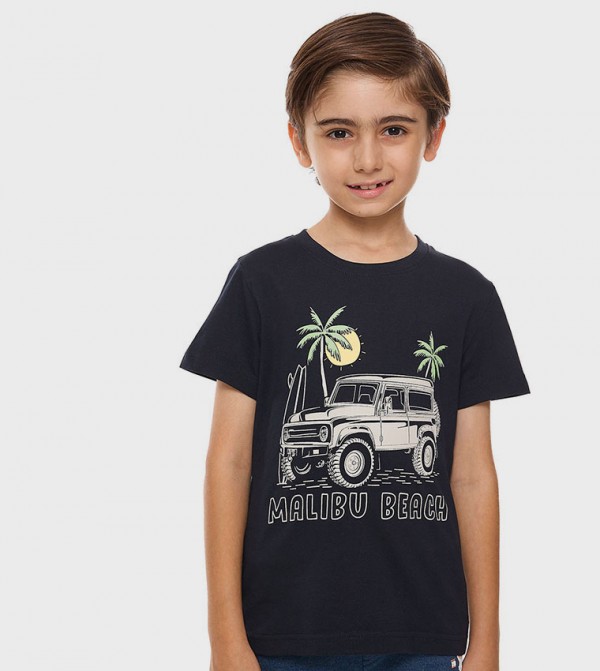 Printed T-Shirt with Crew Neck and Short Sleeves