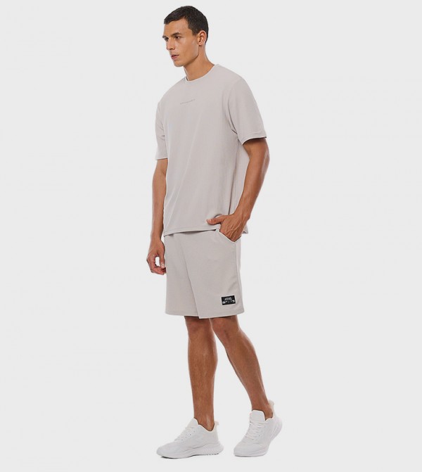 Textured Shorts with Drawstring Closure