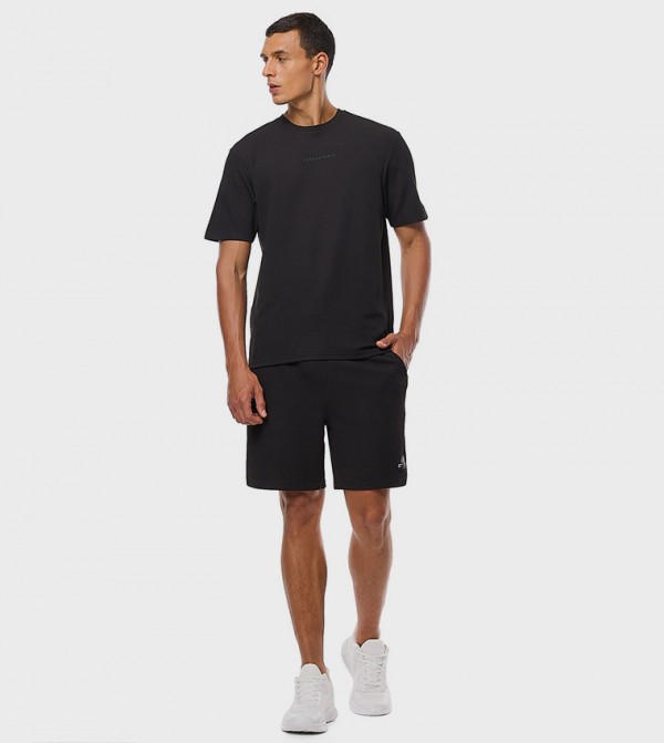 Textured Shorts with Drawstring Closure