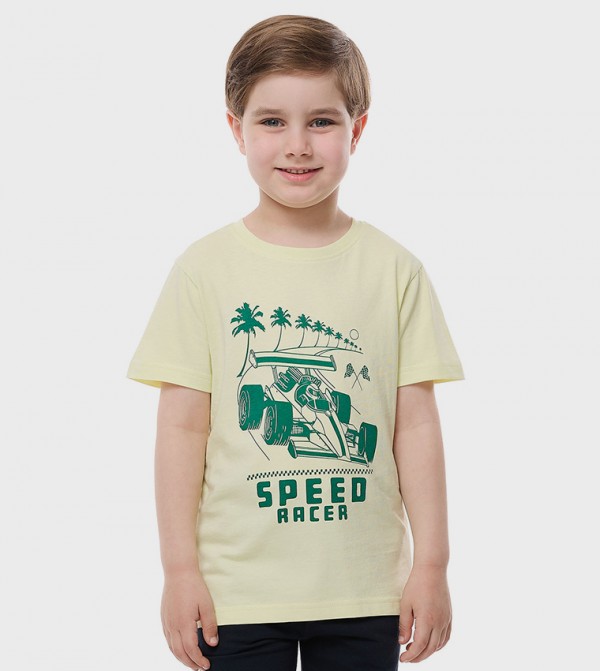Printed T-Shirt with Crew Neck and Short Sleeves