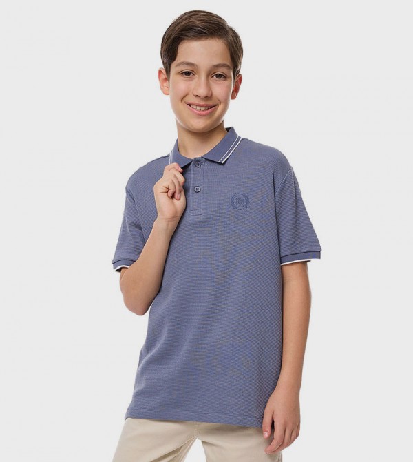 Embroidered Detail Polo T-Shirt with Short Sleeves