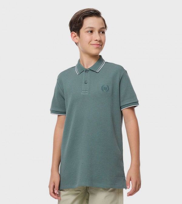 Embroidered Detail Polo T-Shirt with Short Sleeves