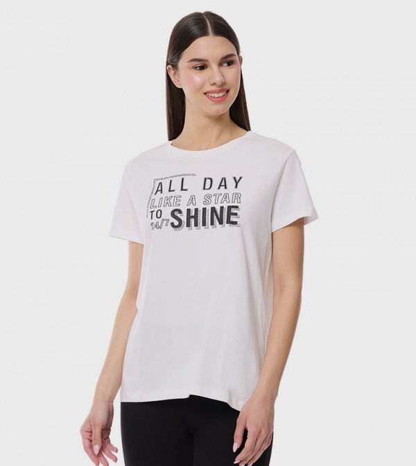 Printed T-Shirt with Crew Neck and Short Sleeves