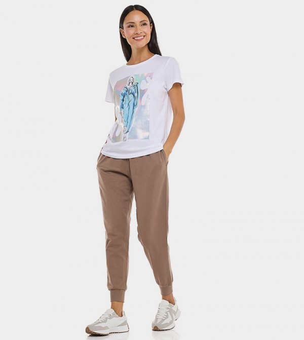 Solid Joggers with Drawstring Waist