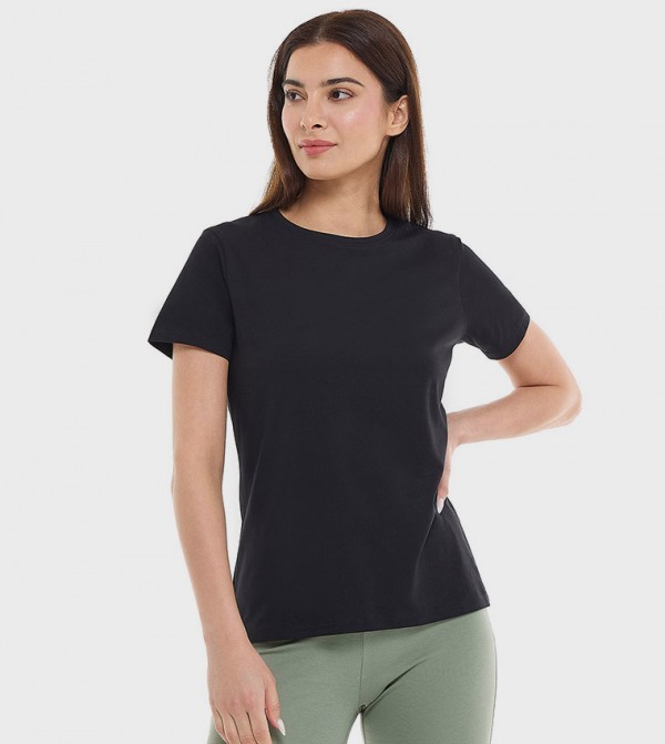 Solid T-Shirt with Crew Neck and Short Sleeves