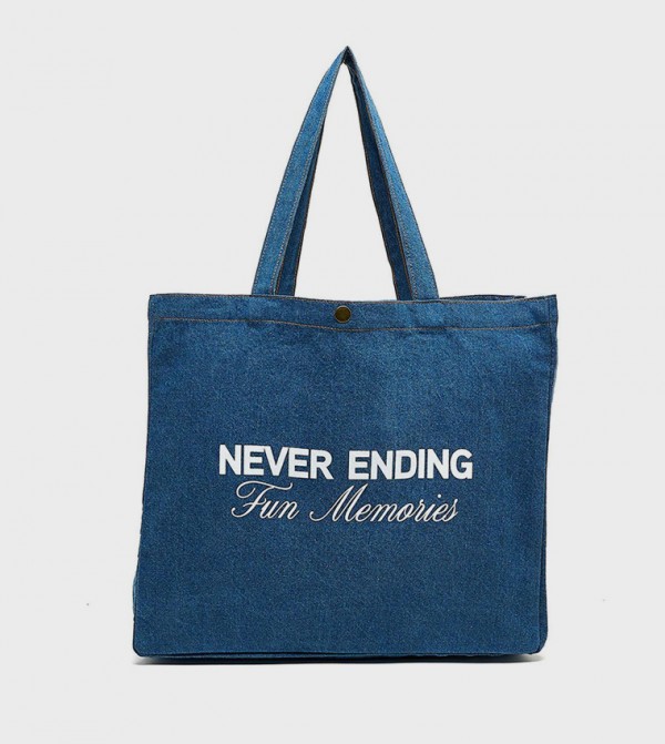 Printed Denim Shoulder Bag
