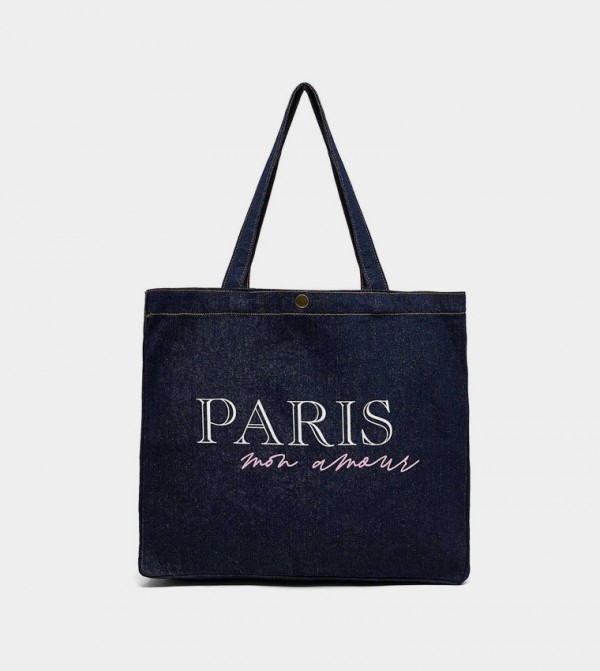 Printed Denim Shoulder Bag