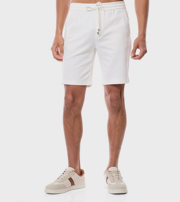 Textured Shorts with Drawstring Waist
