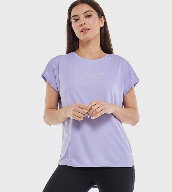 Printed Active T-Shirt with Crew Neck and Short Sleeves