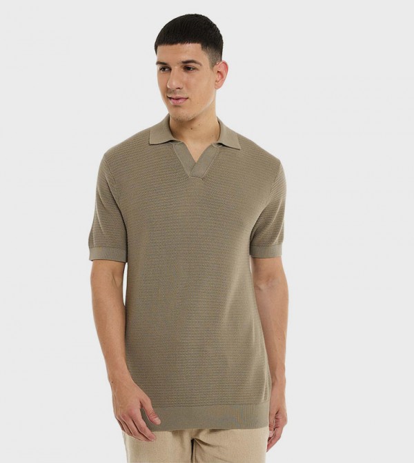 Textured Polo T-Shirt with Short Sleeves