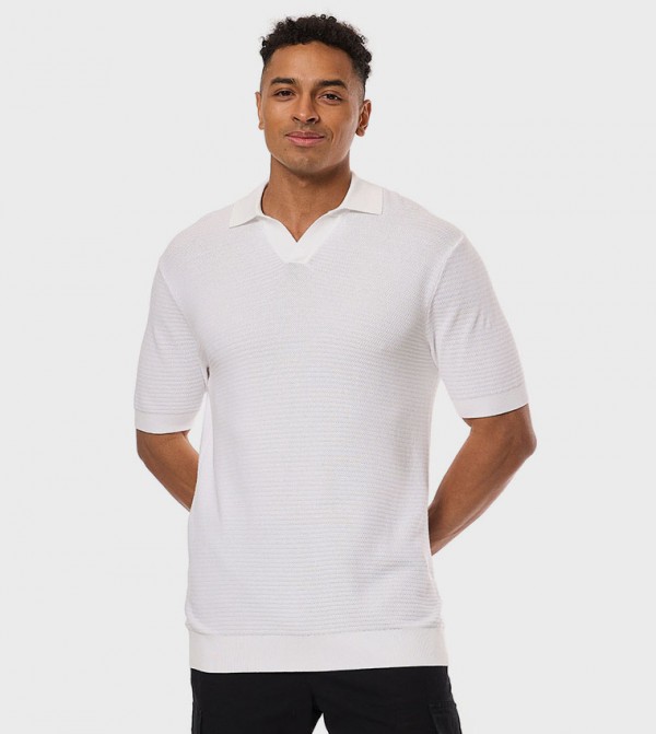 Textured Polo T-Shirt with Short Sleeves