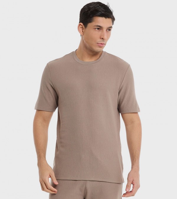 Solid T-Shirt with Crew Neck and Short Sleeves