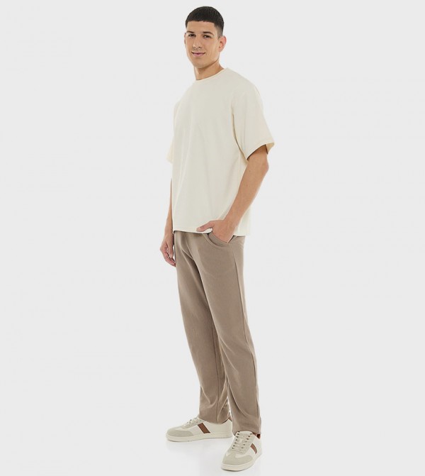 Ribbed Knit Pants with Drawstring Waist