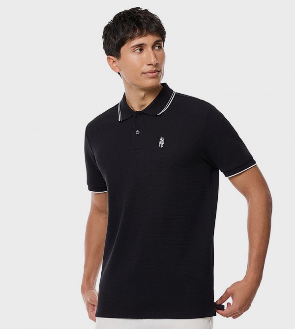 Logo Embroidered Polo T-Shirt with Short Sleeves