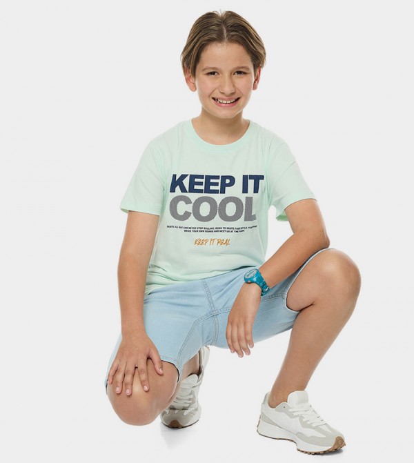 Printed T-Shirt with Crew Neck and Short Sleeves