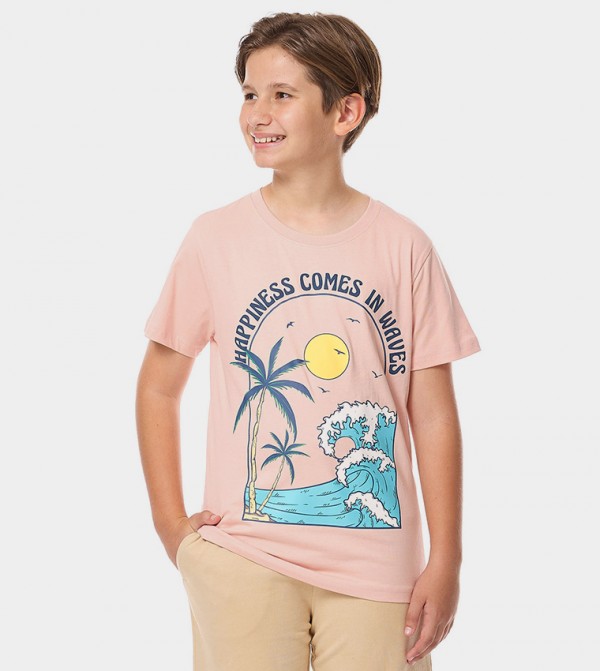 Printed T-Shirt with Crew Neck and Short Sleeves