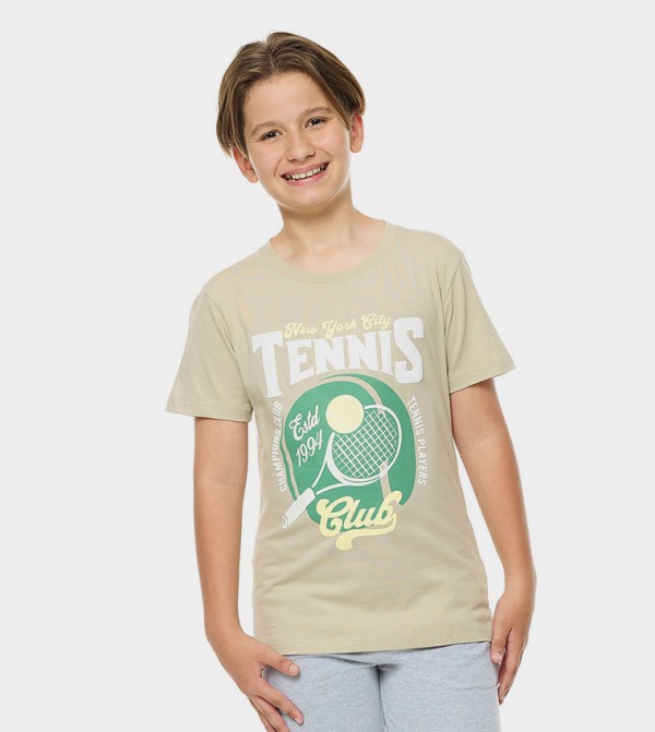 Printed T-Shirt with Crew Neck and Short Sleeves