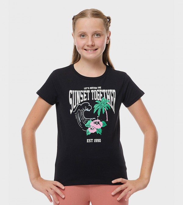 Printed T-Shirt with Crew Neck and Short Sleeves
