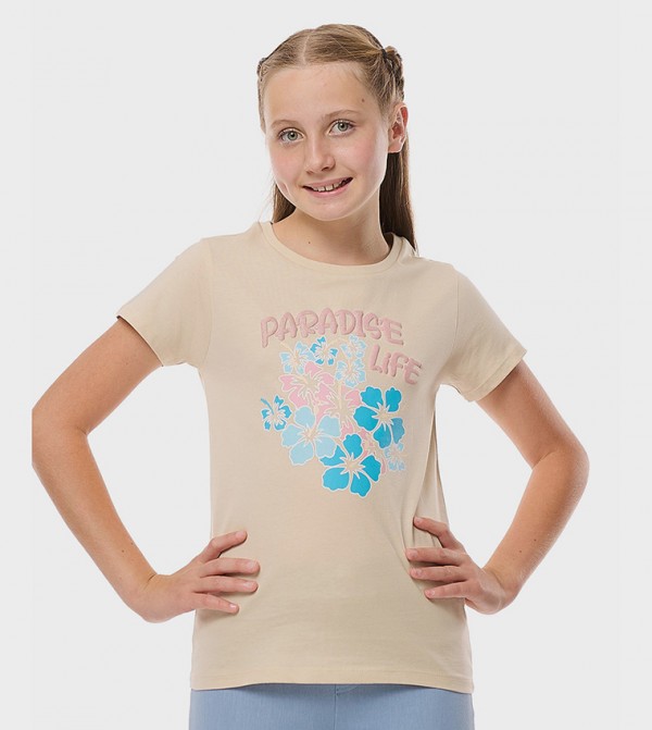 Printed T-Shirt with Crew Neck and Short Sleeves
