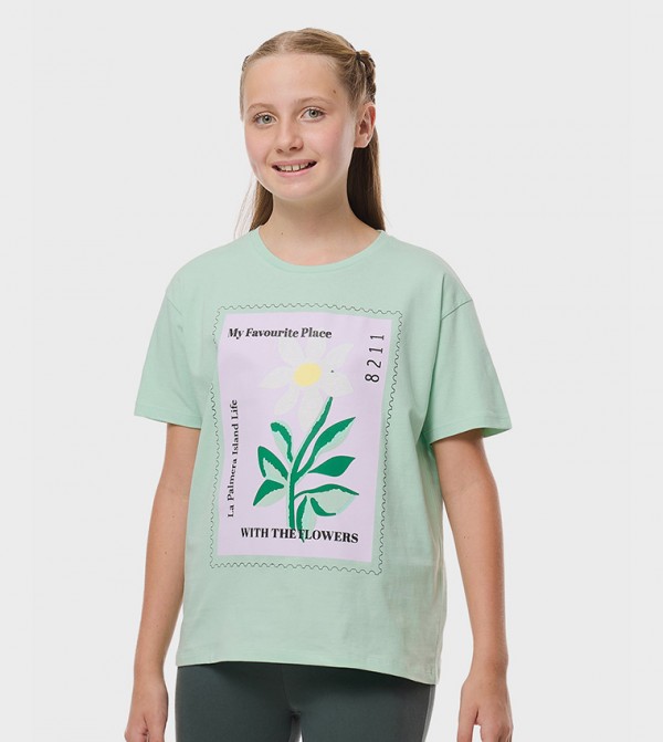 Printed T-Shirt with Crew Neck and Short Sleeves