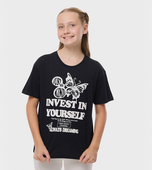 Printed T-Shirt with Crew Neck and Short Sleeves