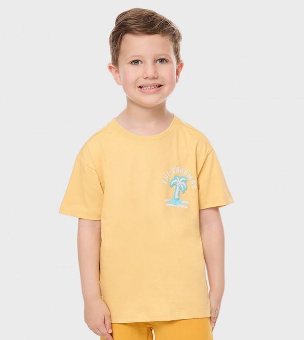 Printed T-Shirt with Crew Neck and Short Sleeves