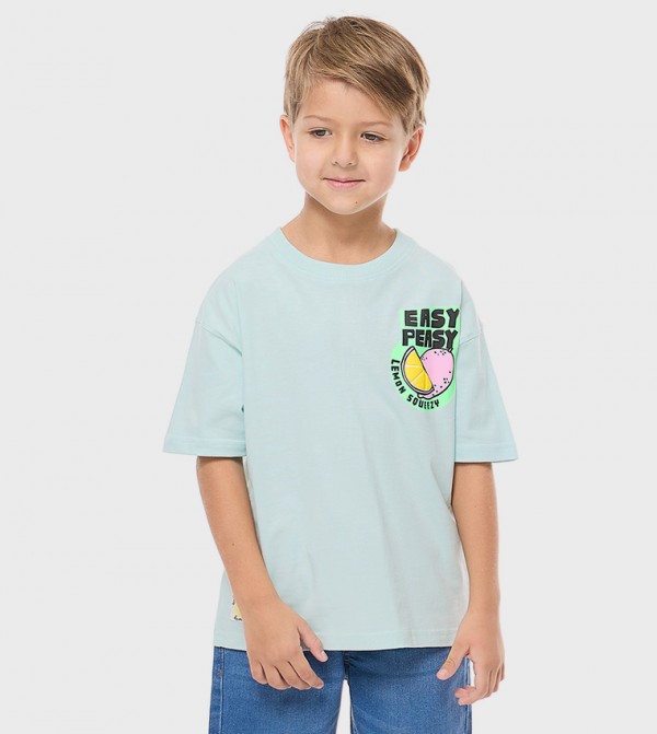 Printed T-Shirt with Crew Neck and Short Sleeves