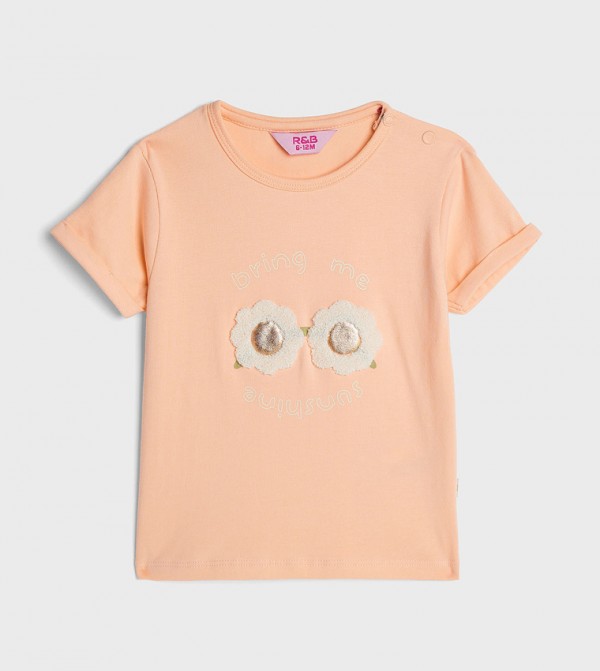 Embroidered T-Shirt with Crew Neck and Short Sleeves