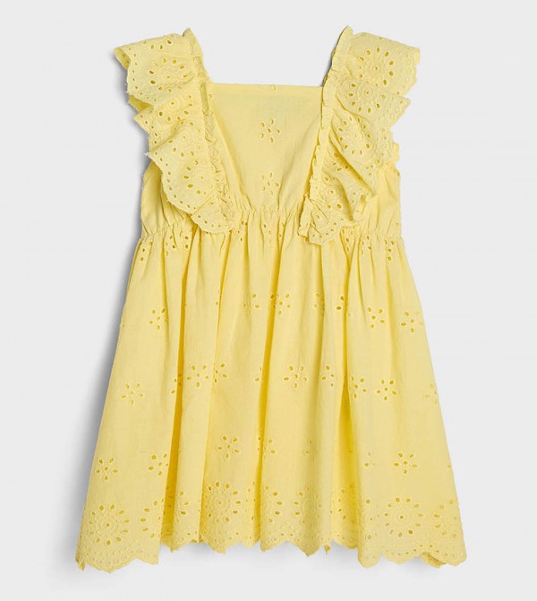 فستان شيفلي بكشكش وياقة مربعة  