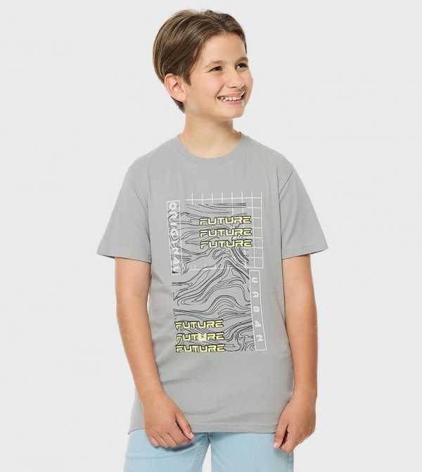 Printed T-Shirt with Crew Neck and Short Sleeves