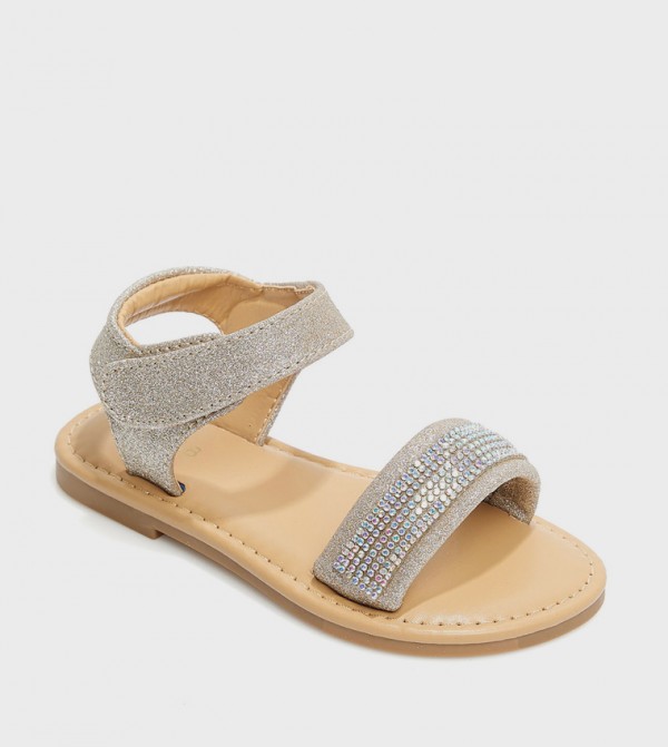 Embellished Velcro Strap Sandals