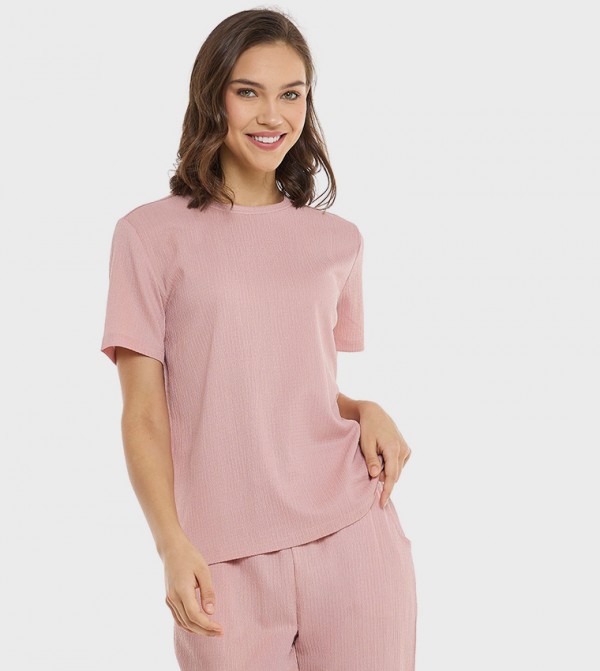 Texture T-Shirt with Crew Neck and Short Sleeves