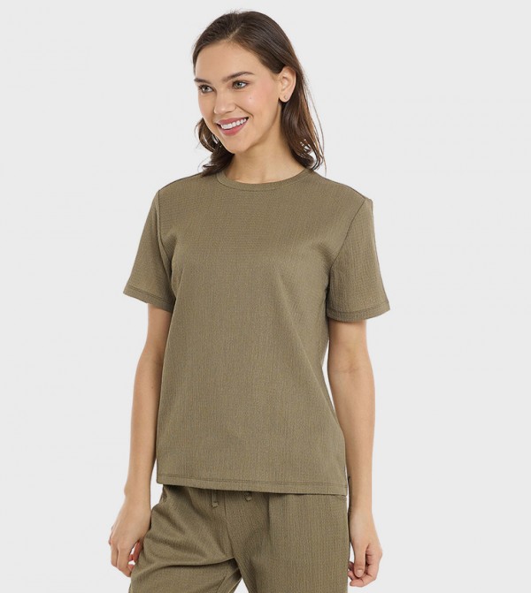 Texture T-Shirt with Crew Neck and Short Sleeves