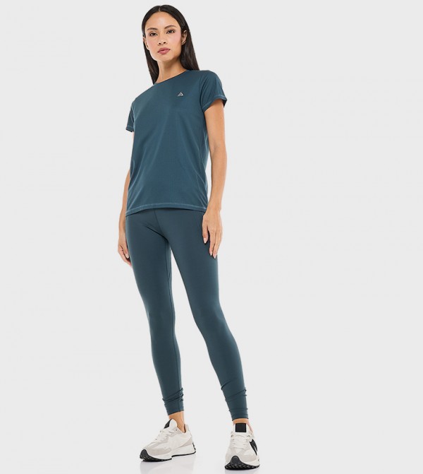 Solid Active Leggings with Elastic Waist