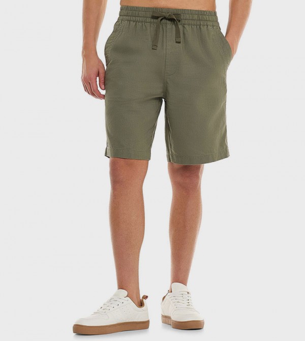 Solid Shorts With Drawstring Waist